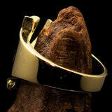 Mirror polished Men's Brass Initial Ring one bold Letter N - BikeRing4u