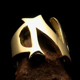 Mirror polished Men's Brass Initial Ring one bold Letter N - BikeRing4u