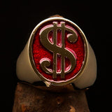 Excellent crafted Men's Currency Ring US Dollar Symbol Red - Solid Brass - BikeRing4u