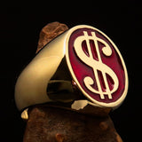 Excellent crafted Men's Currency Ring US Dollar Symbol Red - Solid Brass - BikeRing4u
