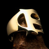 Mirror polished Men's Brass Initial Ring one bold Letter P - BikeRing4u