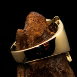 Mirror polished Men's Brass Initial Ring one bold Letter P - BikeRing4u