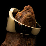 Mirror polished Men's Brass Initial Ring one bold Letter P - BikeRing4u