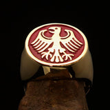 Nicely crafted Men's Seal Ring German Eagle Red - Solid Brass - BikeRing4u