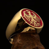 Nicely crafted Men's Seal Ring German Eagle Red - Solid Brass - BikeRing4u