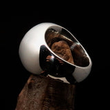 Excellent crafted Men's Pinky Pentagram Ring - two tone Sterling Silver - BikeRing4u