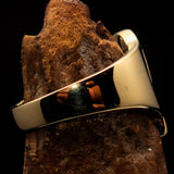 Mirror polished Men's Brass Initial Ring one bold Letter S - BikeRing4u