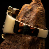 Mirror polished Men's Brass Initial Ring one bold Letter S - BikeRing4u