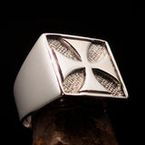Perfectly crafted Men's Biker Ring Iron Cross - two tone Sterling Silver - BikeRing4u