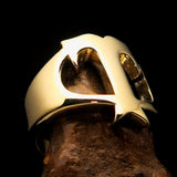 Mirror polished Men's Brass Initial Ring one bold Letter T - BikeRing4u
