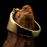 Mirror polished Men's Brass Initial Ring one bold Letter T - BikeRing4u
