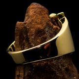 Mirror polished Men's Brass Initial Ring one bold Letter U - BikeRing4u