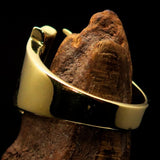 Mirror polished Men's Brass Initial Ring one bold Letter U - BikeRing4u