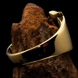 Mirror polished Men's Brass Initial Ring one bold Letter V - BikeRing4u