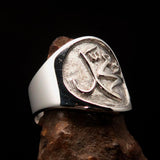 Excellent crafted Men's Muhammad Muslim Ring - two tone Sterling Silver - BikeRing4u