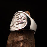 Excellent crafted Men's Muhammad Muslim Ring - two tone Sterling Silver - BikeRing4u