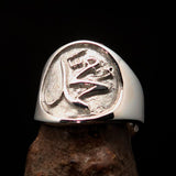 Excellent crafted Men's Muhammad Muslim Ring - two tone Sterling Silver - BikeRing4u