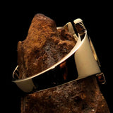 Mirror polished Men's Brass Initial Ring one bold Letter W - BikeRing4u