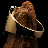 Mirror polished Men's Brass Initial Ring one bold Letter W - BikeRing4u