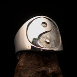 Excellent crafted Men's Yin Yang Ring - two tone Sterling Silver - BikeRing4u