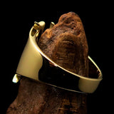 Mirror polished Men's Brass Initial Ring one bold Letter X - BikeRing4u