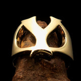 Mirror polished Men's Brass Initial Ring one bold Letter Y - BikeRing4u