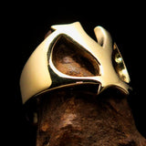 Mirror polished Men's Brass Initial Ring one bold Letter Y - BikeRing4u