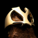 Mirror polished Men's Brass Initial Ring one bold Letter Y - BikeRing4u