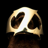 Mirror polished Men's Brass Initial Ring one bold Letter Z - BikeRing4u