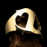 Mirror polished Men's Brass Initial Ring one bold Letter Z - BikeRing4u