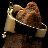 Mirror polished Men's Brass Initial Ring one bold Letter Z - BikeRing4u