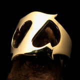 Mirror polished Men's Brass Initial Ring one bold Letter Z - BikeRing4u