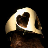 Mirror polished Men's Brass Initial Ring one bold Letter Z - BikeRing4u