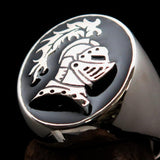 Perfectly crafted Men's Medieval Ring Brave Knight Black - Sterling Silver - BikeRing4u