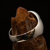 Excellent crafted Men's Ring modern blue Christian Cross - Sterling Silver - BikeRing4u