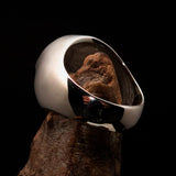 Nicely crafted Men's Seal Ring blue German Eagle - Sterling Silver - BikeRing4u