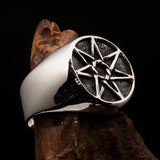 Excellent crafted Men's Heptagon Ring seven sided Polygon - antiqued Sterling Silver - BikeRing4u