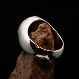 Men's Ring Cannabis Leaf Marihuana black Medical Weed Symbol - Sterling Silver - BikeRing4u