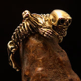Men's Brass Costume Band Ring Alien Skeleton Skull - BikeRing4u