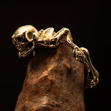 Men's Brass Costume Band Ring Alien Skeleton Skull - BikeRing4u