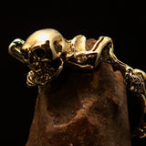 Men's Brass Costume Band Ring Alien Skeleton Skull - BikeRing4u