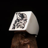 Perfectly crafted Men's Ring black Viking Warrior - Sterling Silver - BikeRing4u