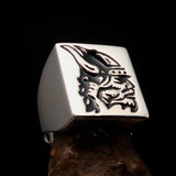 Perfectly crafted Men's Ring black Viking Warrior - Sterling Silver - BikeRing4u