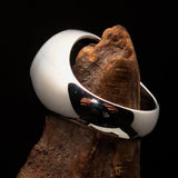Perfectly crafted Men's Celtic Triade Ring red Triskele - Sterling Silver - BikeRing4u