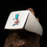 Excellent crafted Men's Union Jack Flag Ring Great Britain UK - Sterling Silver - BikeRing4u