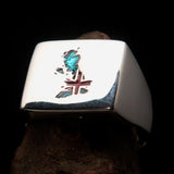 Excellent crafted Men's Union Jack Flag Ring Great Britain UK - Sterling Silver - BikeRing4u