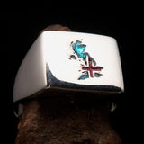 Excellent crafted Men's Union Jack Flag Ring Great Britain UK - Sterling Silver - BikeRing4u