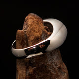 Perfectly crafted oval Initial Men's Ring SON one word - two tone Sterling Silver - BikeRing4u