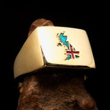 Excellent crafted Men's Union Jack Flag Ring Great Britain UK - Solid Brass - BikeRing4u