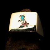 Excellent crafted Men's Union Jack Flag Ring Great Britain UK - Solid Brass - BikeRing4u